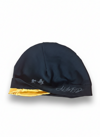 Alamòd Orijin Black Skull Cap worn inside, close-up view of the stylish, snug-fitting black skull cap for casual or streetwear.